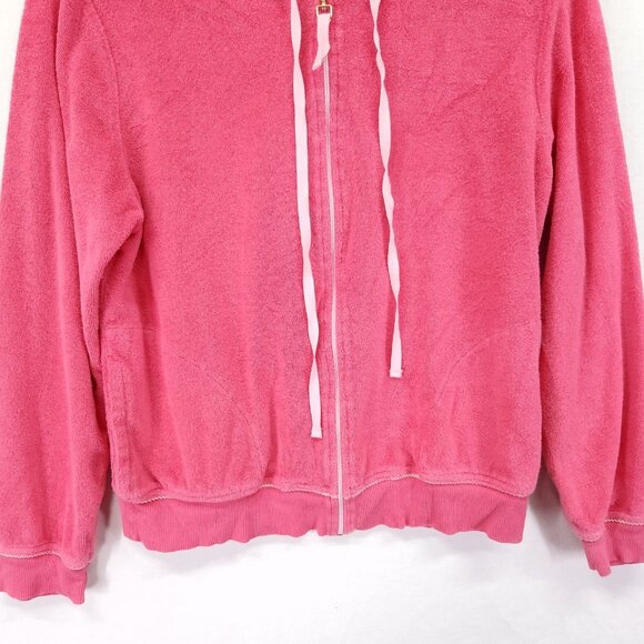Lilly Pulitzer Full Zip Hoodie Size Large Y2K Pink Terry Cloth Jacket Pockets - Picture 11 of 12